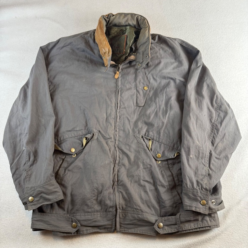Vintage Generra Fabrique Deluxe Gray Nylon Field Jacket Plaid Lined Mens 42